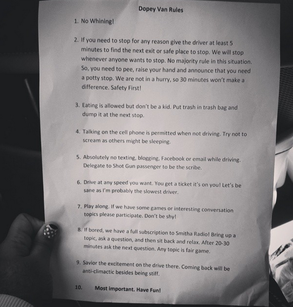 Barry had printed a set of van rules for us as well :D
